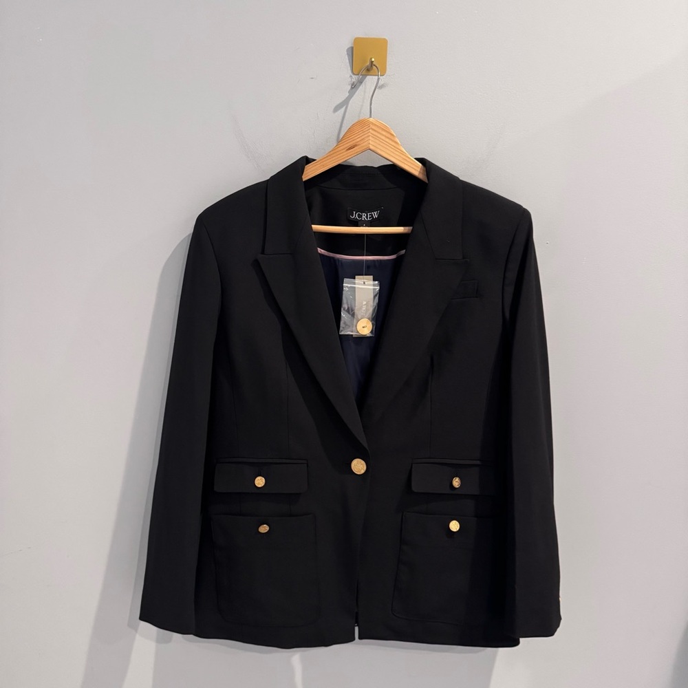 NWT J. Crew Vivienne Italian Bi-Stretch Wool Blazer in Black, Size 4 - Picture 4 of 14